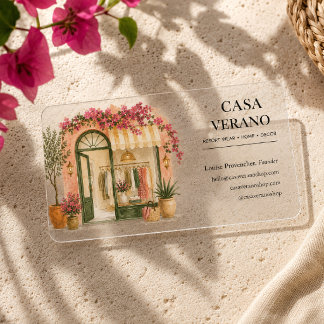 Watercolor Boutique Clothing Illustrated Clear Business Cards