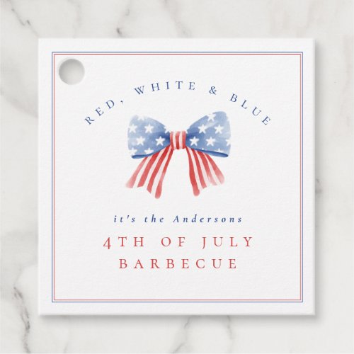 Watercolor Bow 4th of July Barbecue Sophisticated Favor Tags