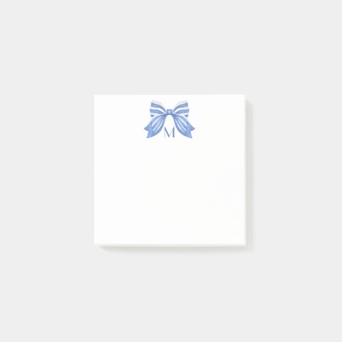 Watercolor Bow Monogram Post_it Notes