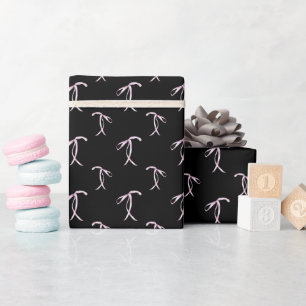 Watercolor Bow Pattern Black Wrapping Paper Roll