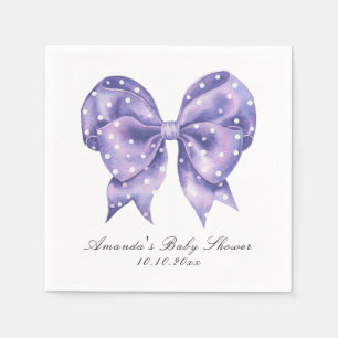Watercolor Bow Polka Dot Baby Shower Napkins