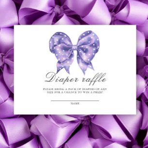 Watercolor Bow Polka Dot Diaper Raffle Enclosure Card