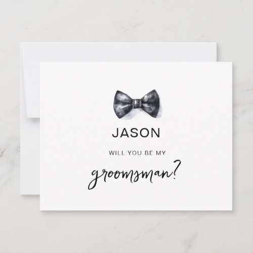 Watercolor Bow tie Will you be my Groomsman  Invitation