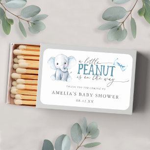 Watercolor Bowtie Elephant Baby Boy Baby Shower Matchboxes