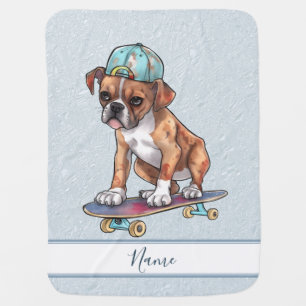 Watercolor Boxer Baby Blanket