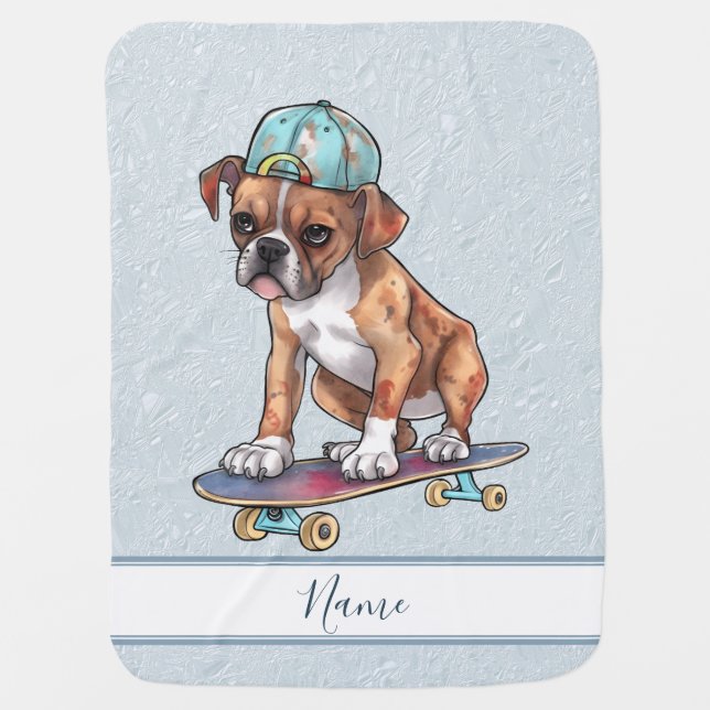 Watercolor Boxer Baby Blanket (Front)