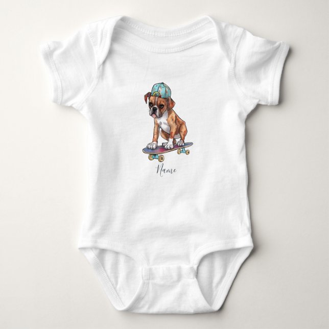 Watercolor Boxer Baby Bodysuit (Front)