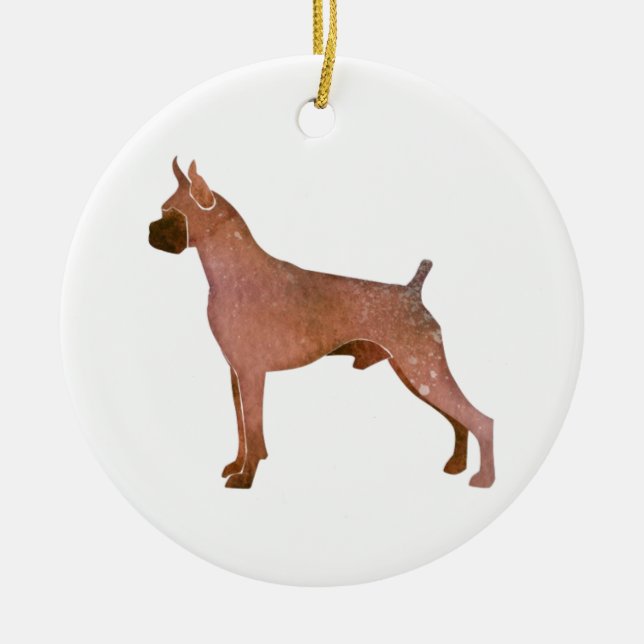 Watercolor Boxer Ceramic Ornament (Front)