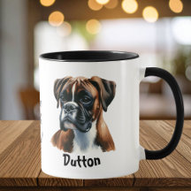 Watercolor Boxer Coffee Brown Personalize