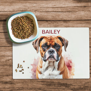 Watercolor Boxer Dog Food Mat