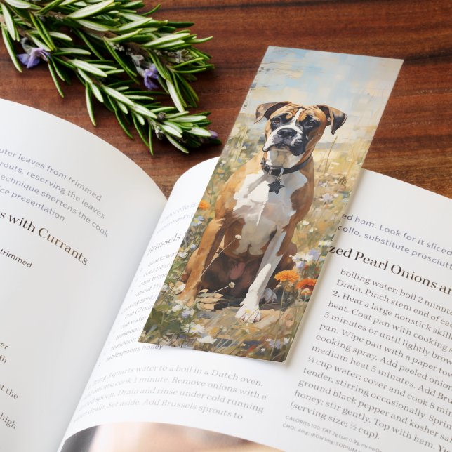 Watercolor Boxer dog in a field of flower Bookmarks (Book)