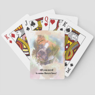 Watercolor Boxer Dog Poker Cards