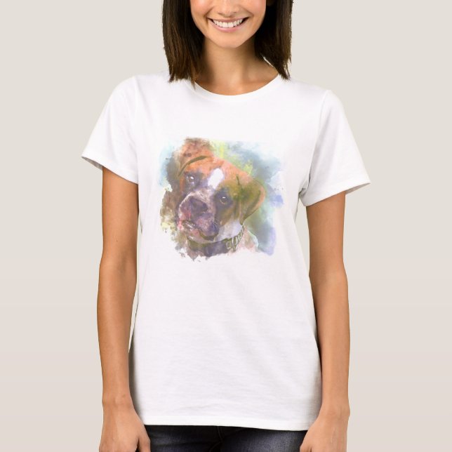 Watercolor Boxer Dog T-Shirt (Front)
