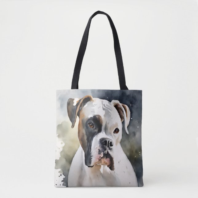 Watercolor Boxer Dog Tote Bag (Front)