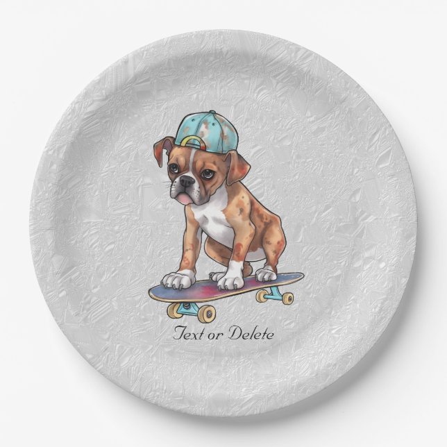 Watercolor Boxer Paper Plate (Front)