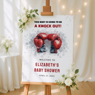 Watercolor Boxing Baby Shower Welcome Sign