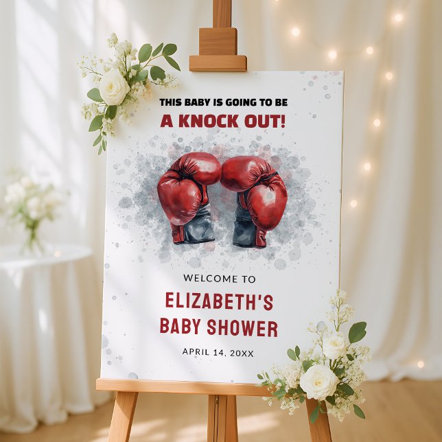 Watercolor Boxing Baby Shower Welcome Sign (Creator Uploaded)