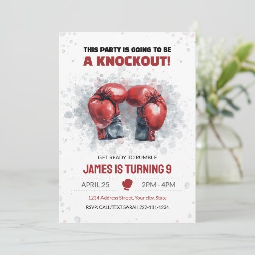 Watercolor Boxing Birthday Invitation