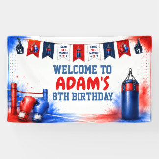 Watercolor Boxing Birthday Party Banner