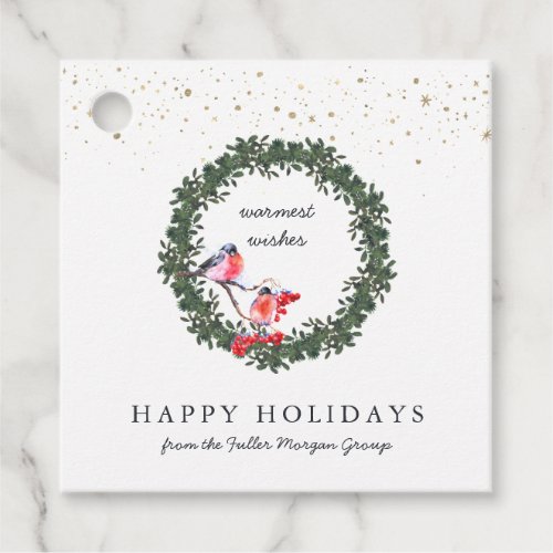 Watercolor Boxwood Wreath Holiday Personalized Favor Tags