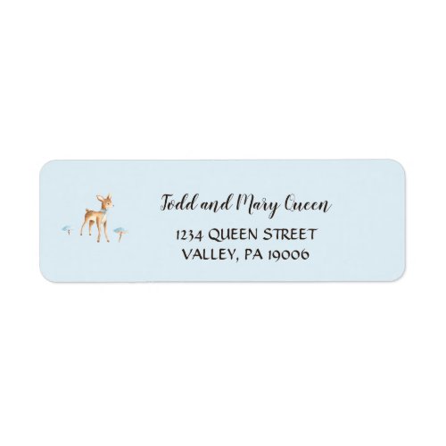 Watercolor Boy Deer Mushroom Return Address Labels