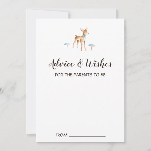 Watercolor Boy Deer on White Shower Advice Cards