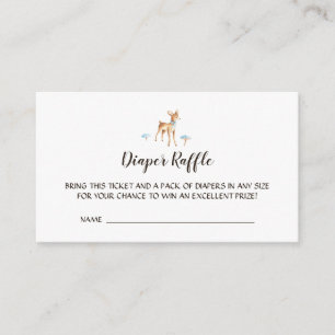 Watercolor Boy Deer White Diaper Raffle Enclosure