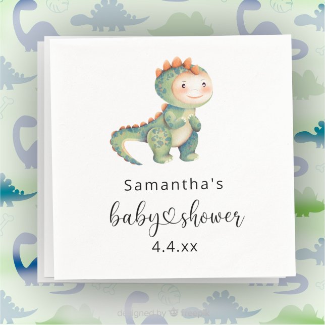 Watercolor boy dinosaur baby shower napkins (Creator Uploaded)