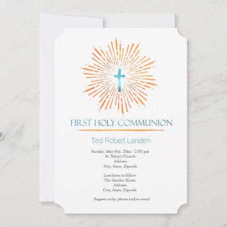 Watercolor  |  Boy First Communion Invitations