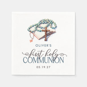 Watercolor Boy First Holy Communion Napkins
