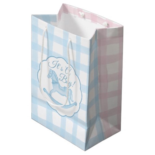 Watercolor Boy Girl Gender Reveal Baby Shower Medium Gift Bag