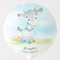 Watercolor Boy Goat Baby Shower Farm Balloon