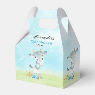 Watercolor Boy Goat Baby Shower Farm Favor Boxes