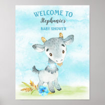 Watercolor Boy Goat Baby Shower Farm Poster