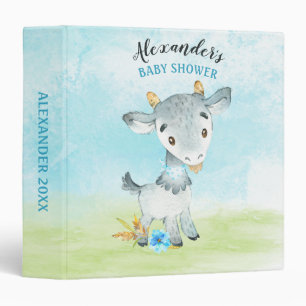 Watercolor Boy Goat Farm 3 Ring Binder