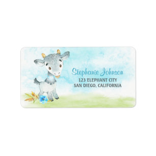 Watercolor Boy Goat Farm Label