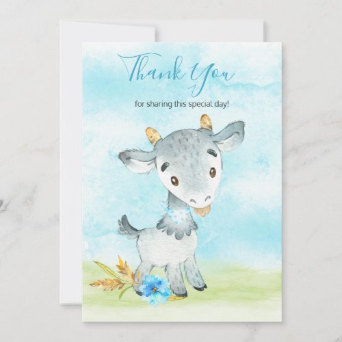 Watercolor Boy Goat Farm Thank You Card