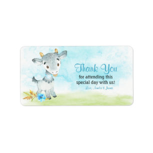 Watercolor Boy Goat Farm Thank You Label