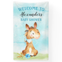 Watercolor Boy Horse Baby Shower Farm Banner