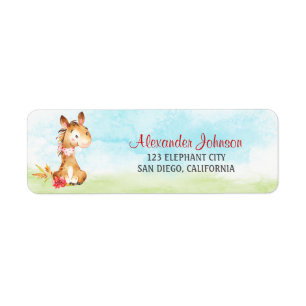 Watercolor Boy Horse Baby Shower Farm Label