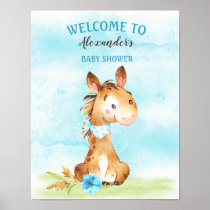 Watercolor Boy Horse Baby Shower Farm Poster