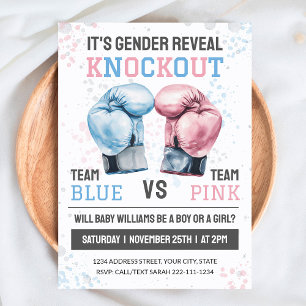 Watercolor Boy or Girl Boxing Gender Reveal Invitation