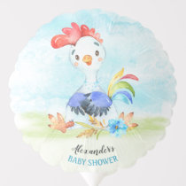 Watercolor Boy Rooster Baby Shower Farm Balloon
