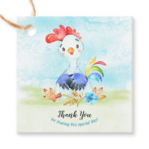 Watercolor Boy Rooster Farm Thank You Favor Tags