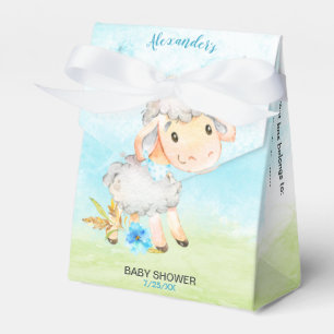 Watercolor Boy Sheep Baby Shower Farm Favor Boxes