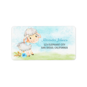 Watercolor Boy Sheep Farm Label