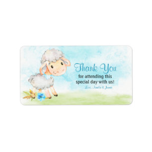Watercolor Boy Sheep Farm Thank You Label