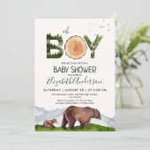 Watercolor Boy Woodland Baby Shower  Invitation (Standing Front)