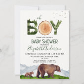 Watercolor Boy Woodland Baby Shower  Invitation (Front)