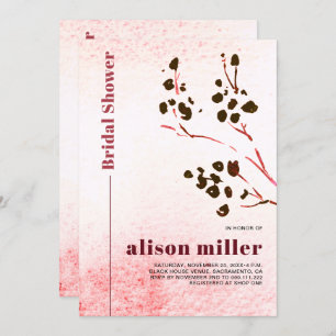 Watercolor branch and moon Japandi bridal shower Invitation